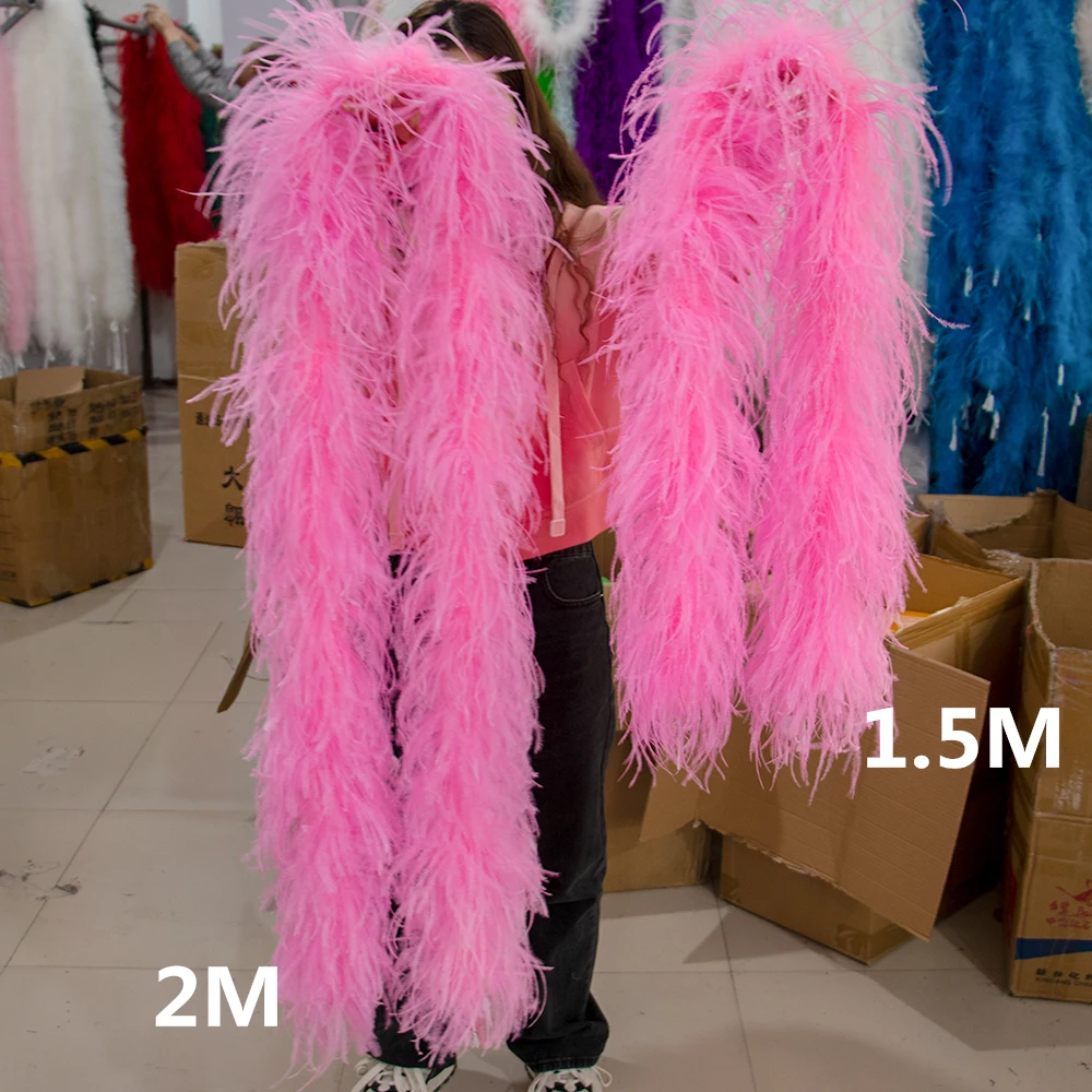 1.5M 2M Trim Natural Ostrich feather boa Plumas Decoration Boa Shawl for Cosplay Party Dress Sewing feathers boa Scarf 10 20ply