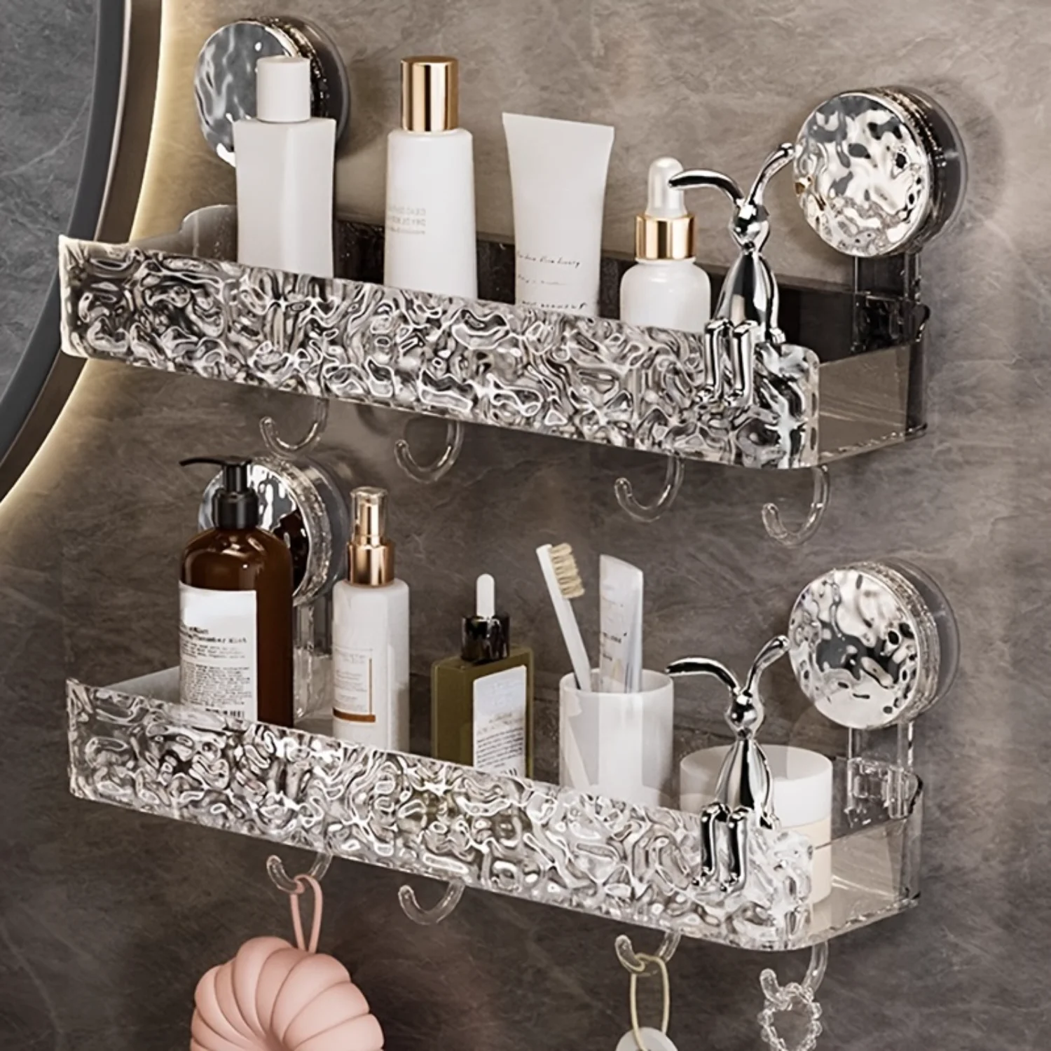 

Easy-Install No-Drill Wall-Mounted Suction Cup Rack - Durable Plastic, Perfect For Bathroom Organization