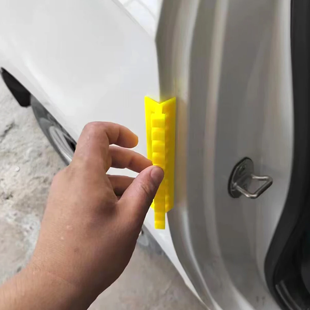 Paintless Dent Repair Right Angle Pull Tabs Yellow Plastic Dent Puller Pads For Corner Edge Dent Remova 4