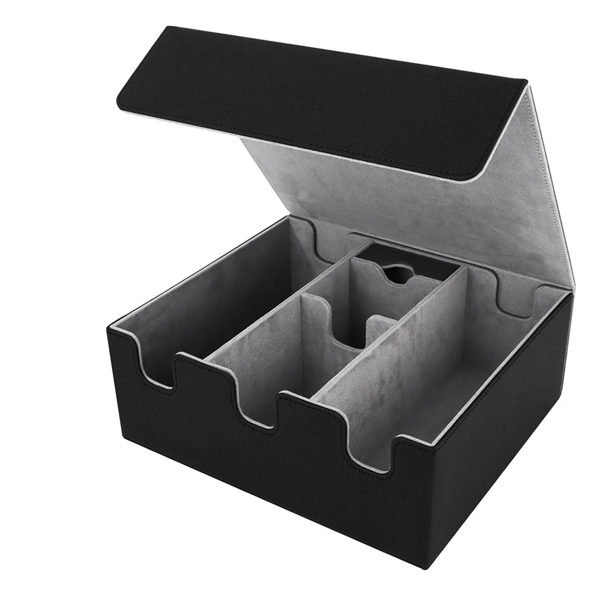 Card Storage Box for Trading Cards, Magnetic Closure TCG Storage Box for , YuGiOh, and Sports Cards Black+Gray