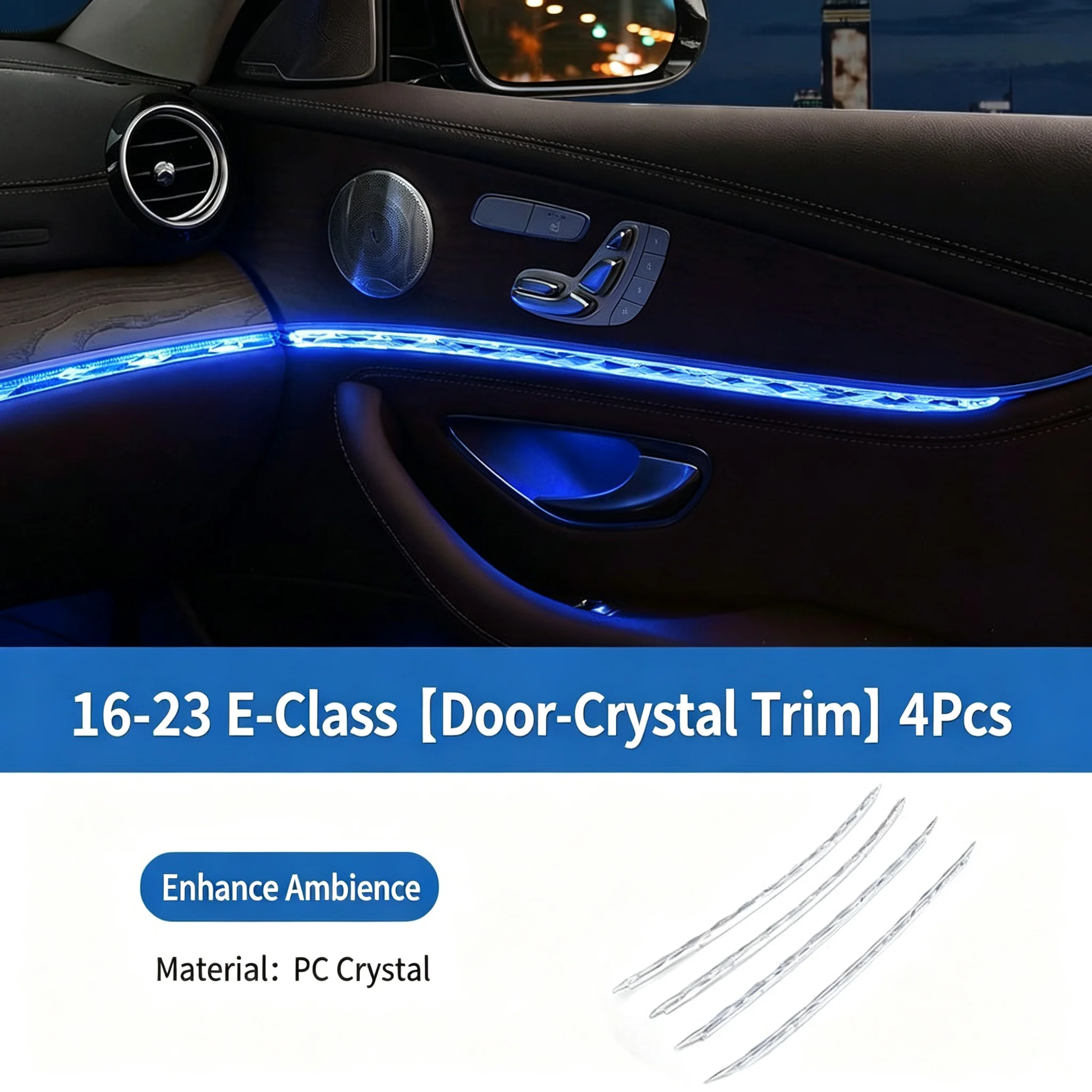 For Mercedes Benz E-Class E260L/E300L 2016-2023 Crystal Door Light Frame Door Decorative Strip Interior Modification Accessories