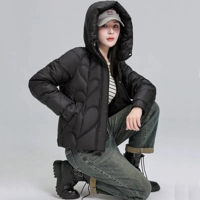 2024 New Hooded Parkas Thicken Short Cotton Coat Ladies Winter Fashion Down Cotton Jacket Women Bread Outwear Cotton Jacket Tops