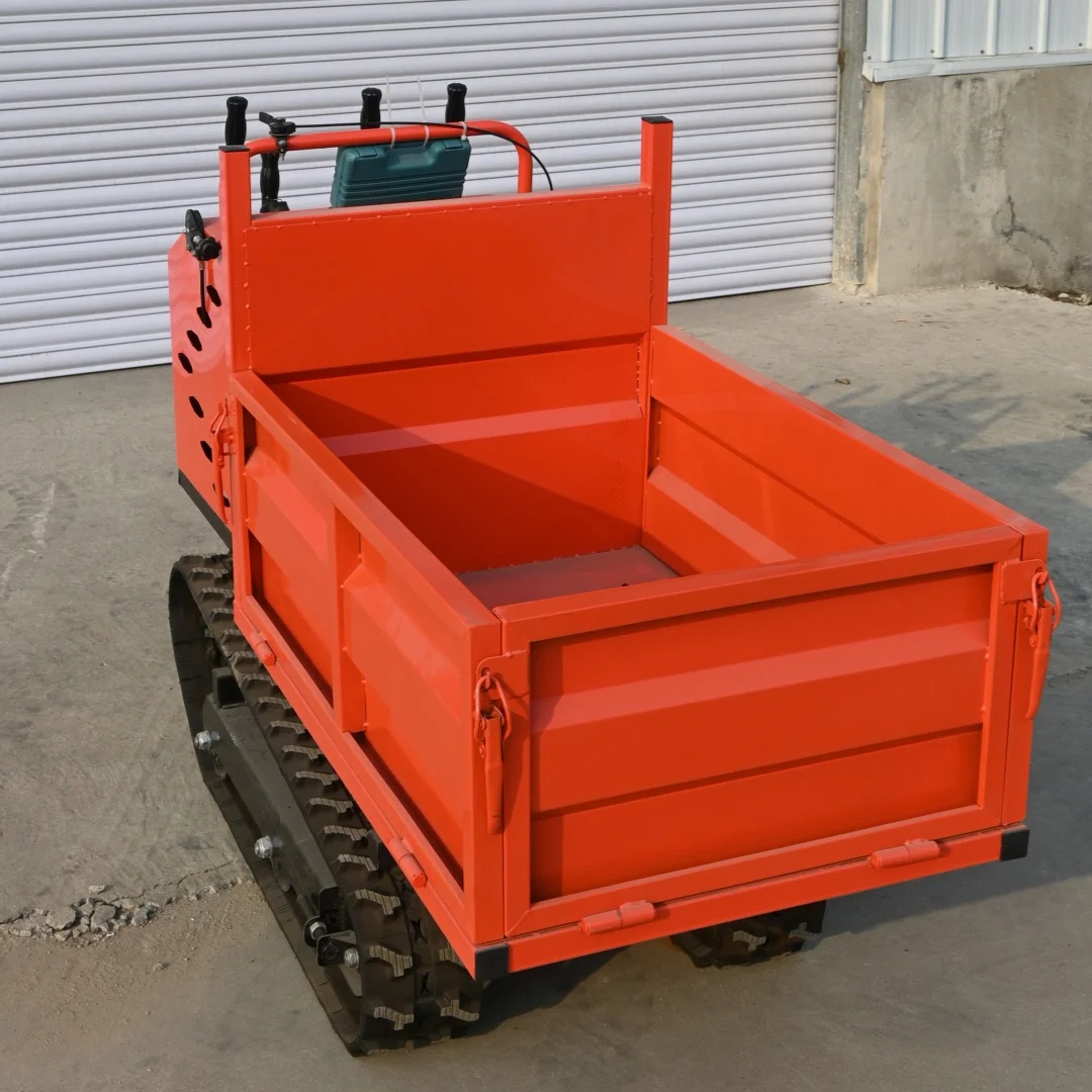1.2ton Hand Held Small Rubber Loader Mini All Terrain Crawler Transport Truck Garden Farm Electric Dumper Truck