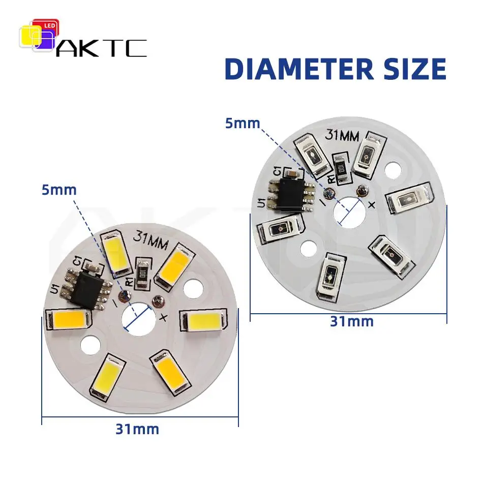 5 Pcs LED Round Light Board On/Off Control No need Controller SMD5730 White+Warm or Red+Blue 3-Color Changing Lamp Panel 5V 3W