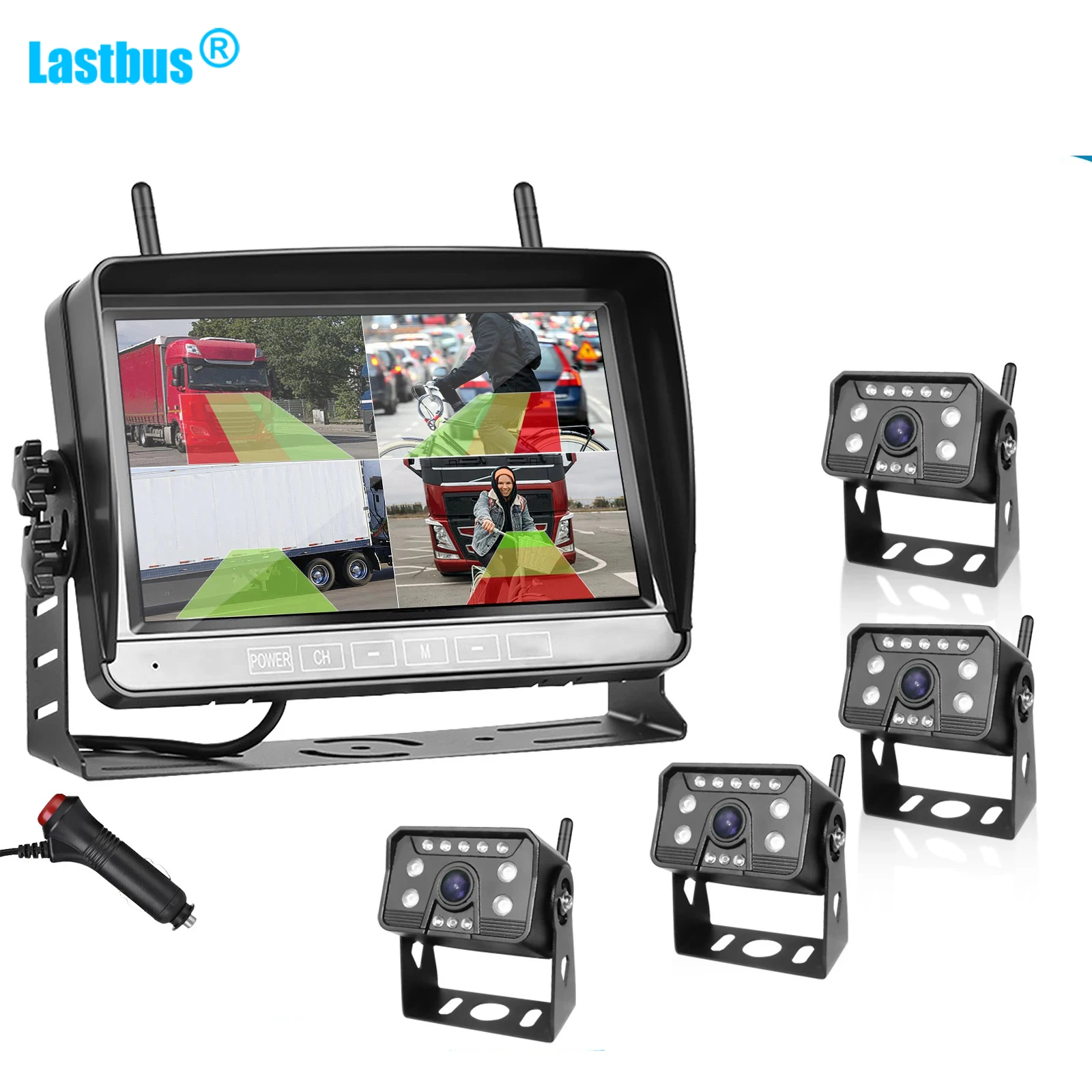 

Lastbus Digital Wireless 7" IPS Screen Quad Monitor DVR With FHD 1080P Wireless Backup Reversing Camera For Truck Bus Van RV