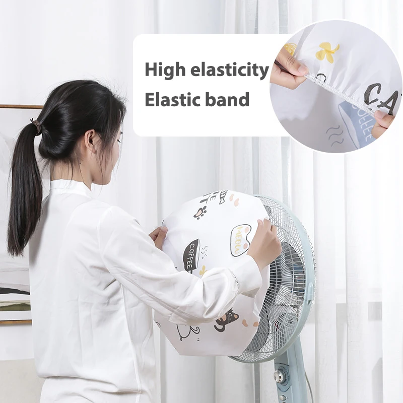 1pc Cute Printed Electric Fans Round Dustproof Cover Safety Protection Household Dust Cover Diameter 45cm Home Storage Bag