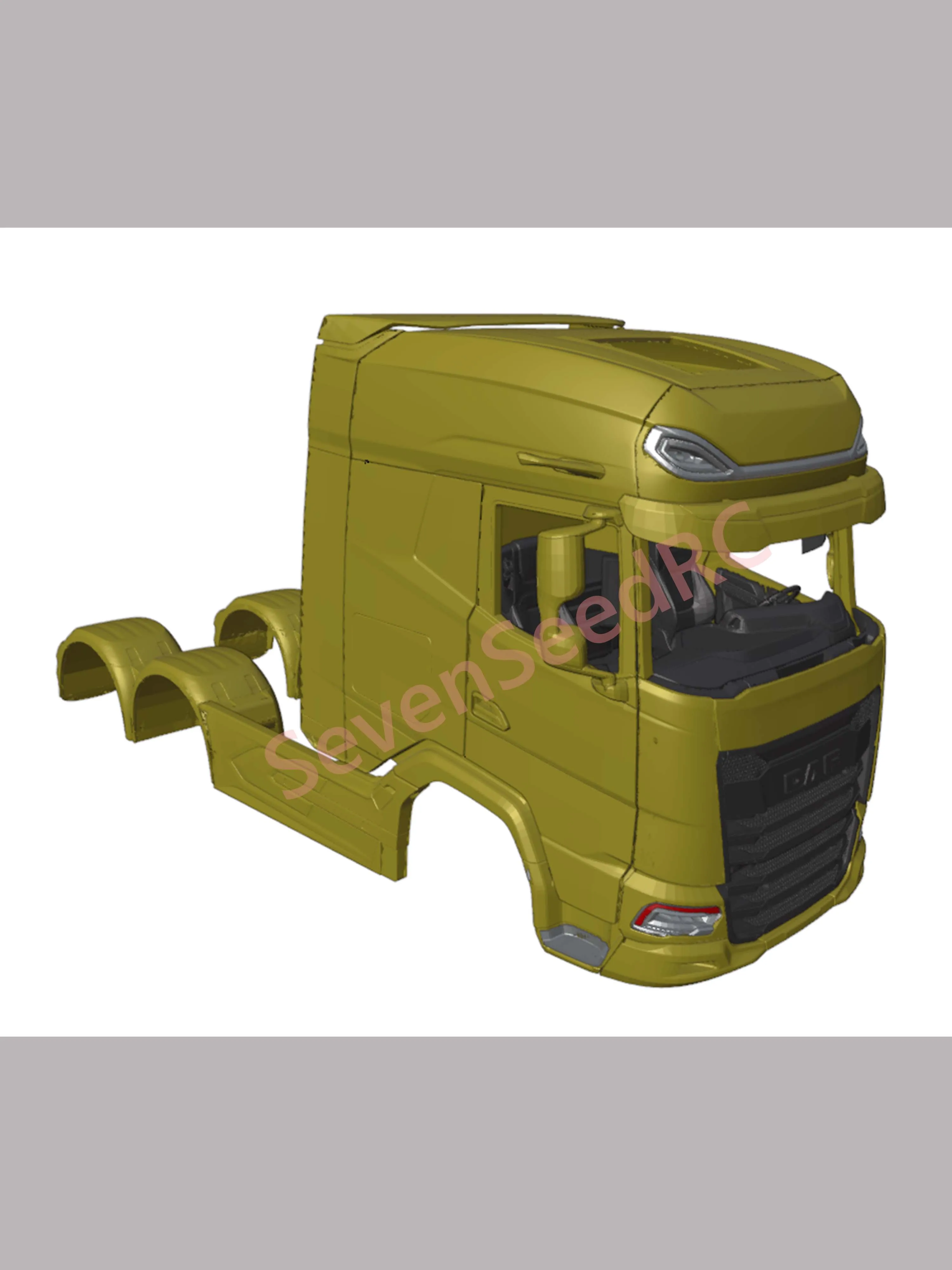 3D Printed Truck Cab DAF XG 1/14 For Fmx Static Dot Model JDM Tamiya Lesu Lxy Scaleclub SCX10 TRX6 Crossrc NT JT4 view 5