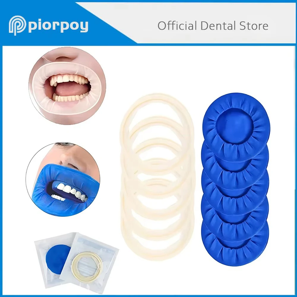 PIORPOY 1Pc Dental Rubber Sterile Mouth Opener Oral Cheek Rubber Barrier Opener Dentistry Consumables Material White Blue