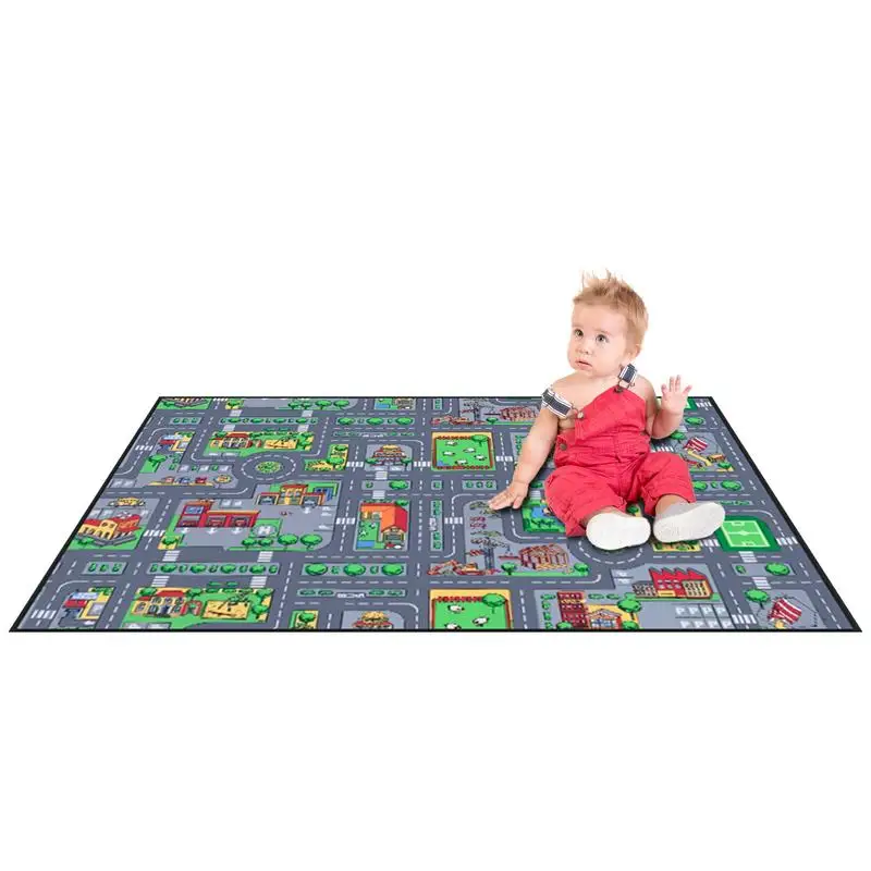 Children's Crawling Carpet Playmat Kid's Traffic Map Crawling Play Mat Road Track Parking Lot Floor Mat Mat For LivingRoom