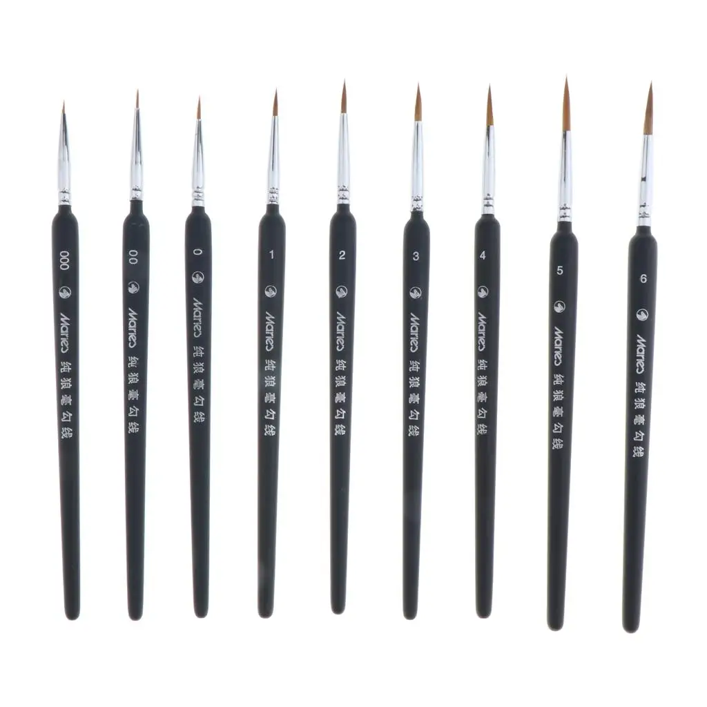 9x Paint Brush Set Detail Art Nail Model Oil Painting Brushes