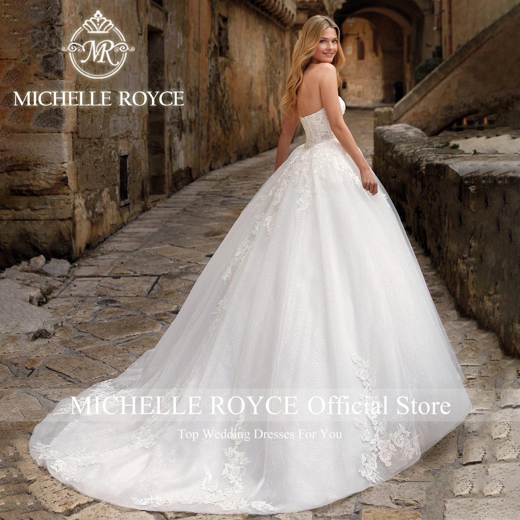 Michelle Royce ชุดชุดราตรีงานแต่ง2023หรูหราคนรัก appliques เลื่อม organza ชุดเจ้าสาวที่สวยงาม vestidos de Novia