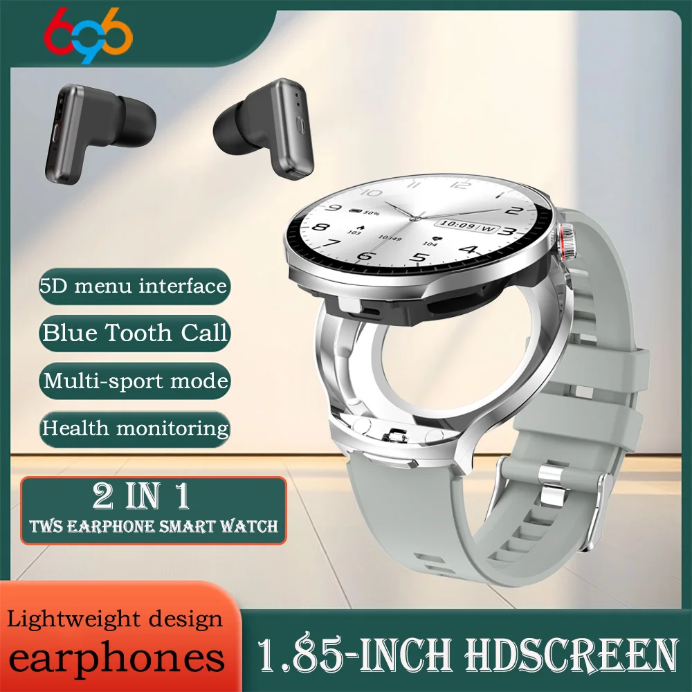 

Smart Watch TWS 2-in-1 Headset Bluetooth Call Headphones Play Music Smartwatch Men Women Sports Heart Rate Health Monitor 1.85"
