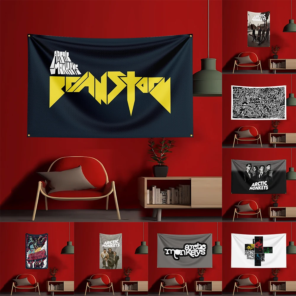 Monos árticos de 3x5 pies # Bandera de concierto de 1 banda, banderas de coches impresas de poliéster, tapiz de pancarta para decoración de habitación, garaje, bandera de concierto