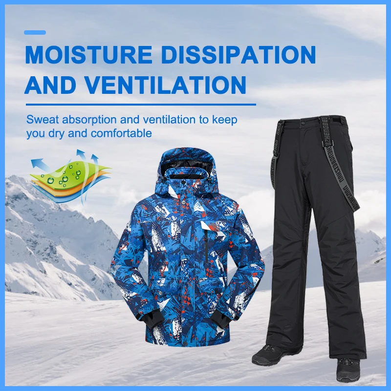 PHMAX Winter Ski Jacket Keep Warm Outdoor Sports Windproof Snow Sports Jackets and Pants Waterproof Men Skating Snowboard Jacket