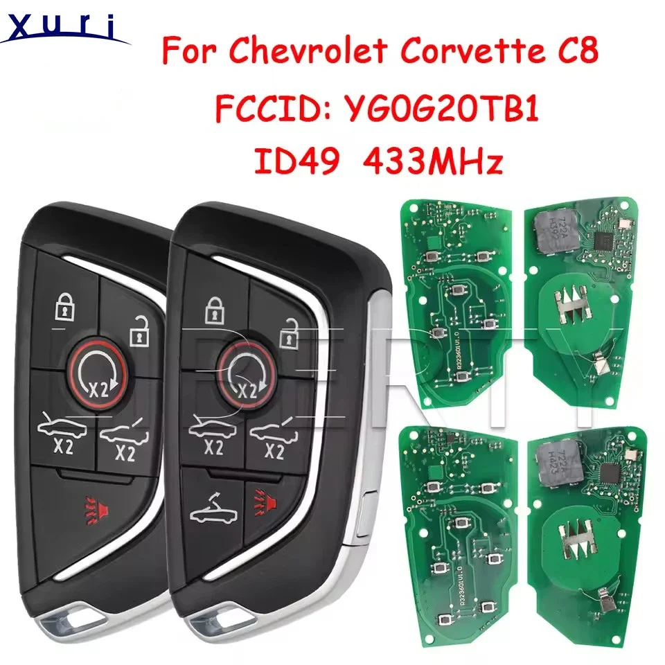 

YG0G20TB1 ID49Chip 433 МГц бесконтактный брелок без ключа Go Smart Remort Card для Chevrolet Corvette C8 2020-2024, автомобильный ключ $50,96