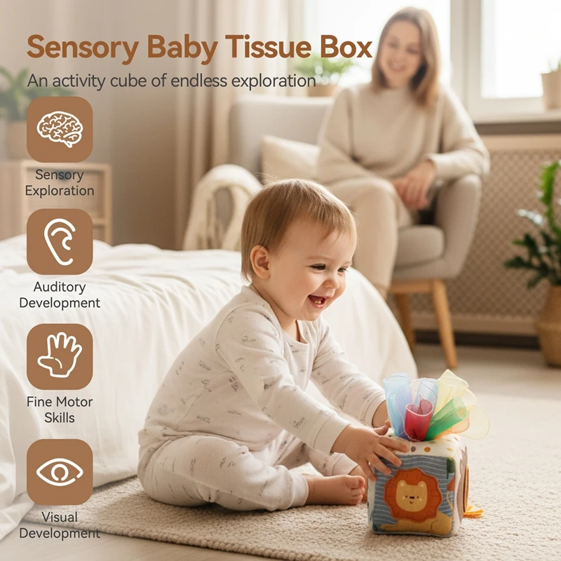 Doek Boek Babyspeelgoed Magische Tissue Box Katoen Vinger Oefenen Montessori Druk Bordspel Educatief Speelgoed Zachte Rammelaar Spel Oceaan