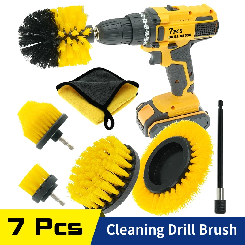 7pcs Drill Electric Brush Power Scrubber Cleaning Brush Attachment Set All Purpose for Floor,Tub,Shower,Tile, Bathroom, Kitchen