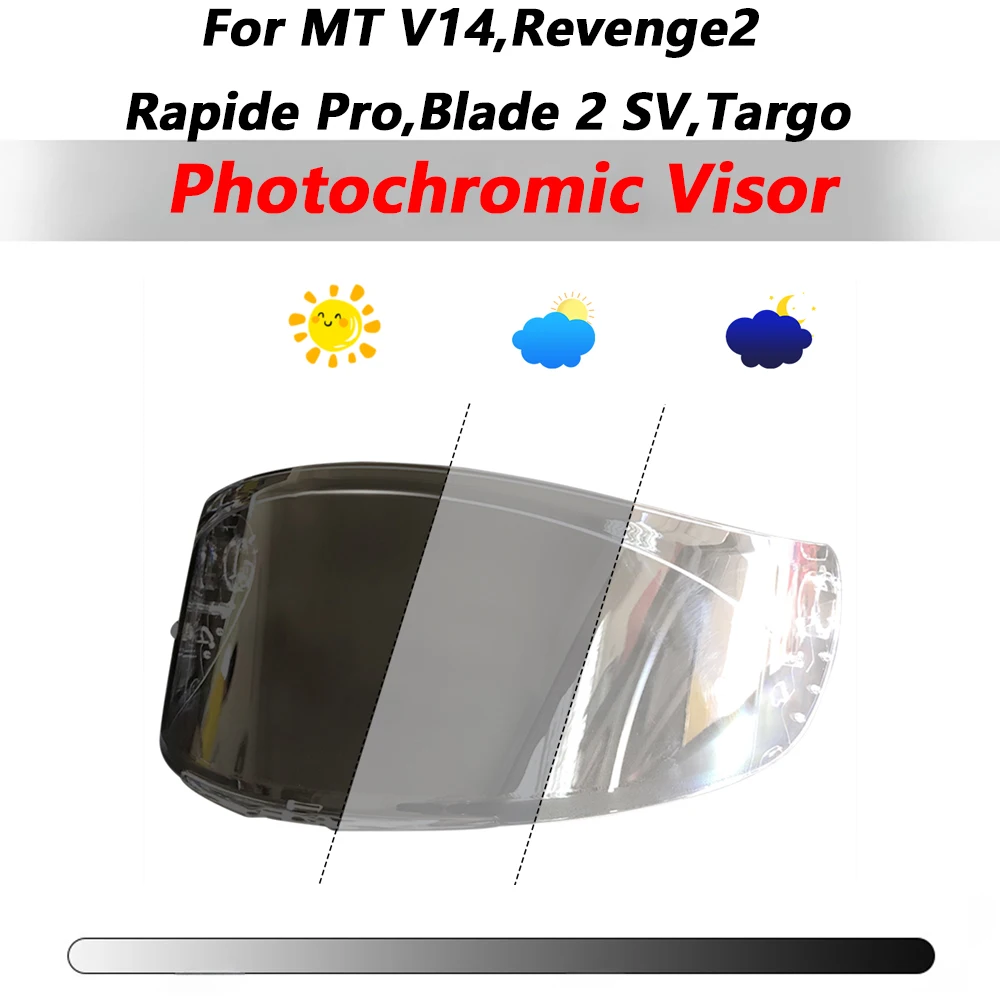 

Фотохромный козырек для шлема для MT V14, Revenge2 Rapide Pro, Blade 2 SV, Targo Visera, линзы для шлема, анти-УФ-хромный козырек для чая, черный козырек