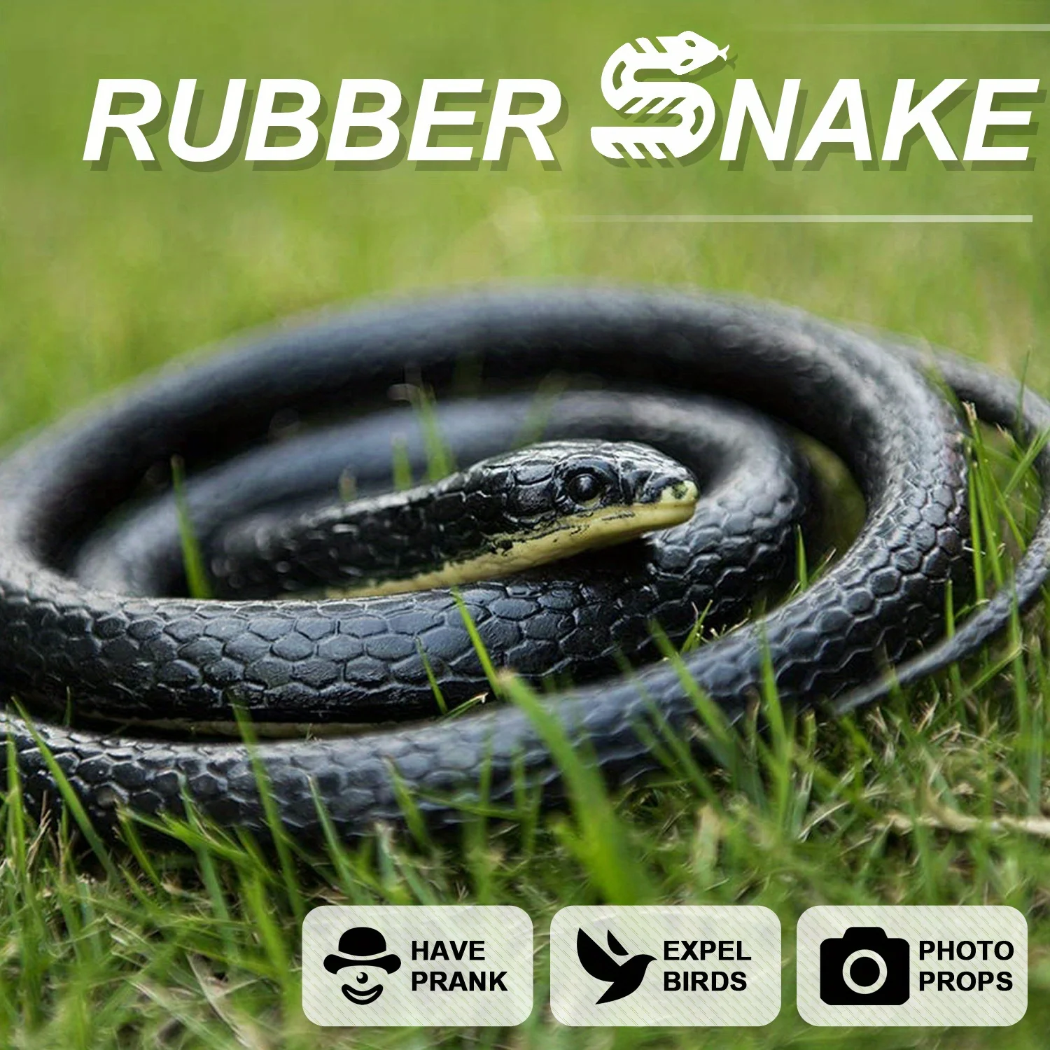 50 Inch Hyper-Realistic Rubber Snake Prank Toy - Scare Your Friends on Halloween & Fools Day - Highly Detailed, Non-Toxic