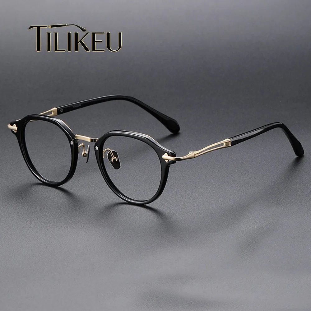 2026 Cellulose Acetate Glasses Frame Full Rim Vintage Oval Eyewear Titanium Legs Temple Prescription Glasses for Unisex Big Face