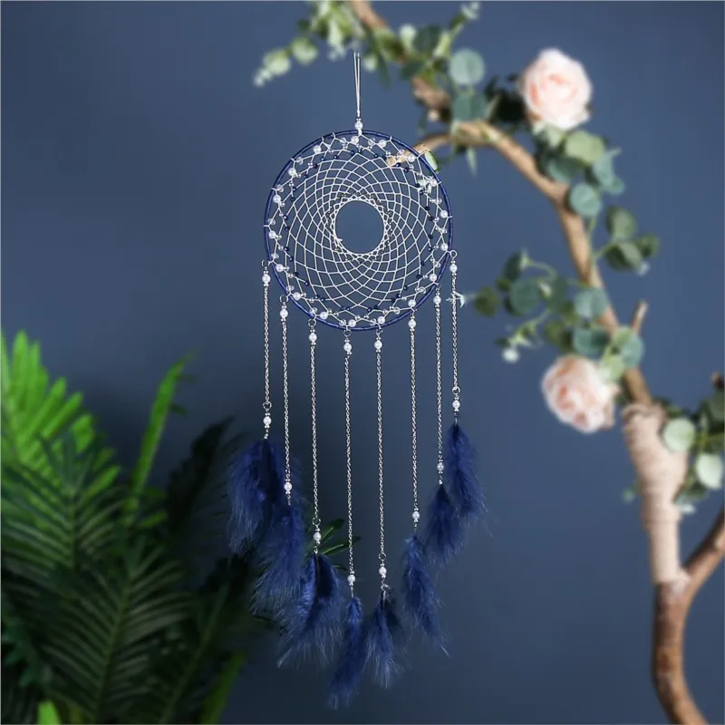 INS Simple Wind Gray Fluff Dreamcatcher Pendant, Ream Catcher, Car Wall Hanging Craft, Ornament Pendant, Home Decor