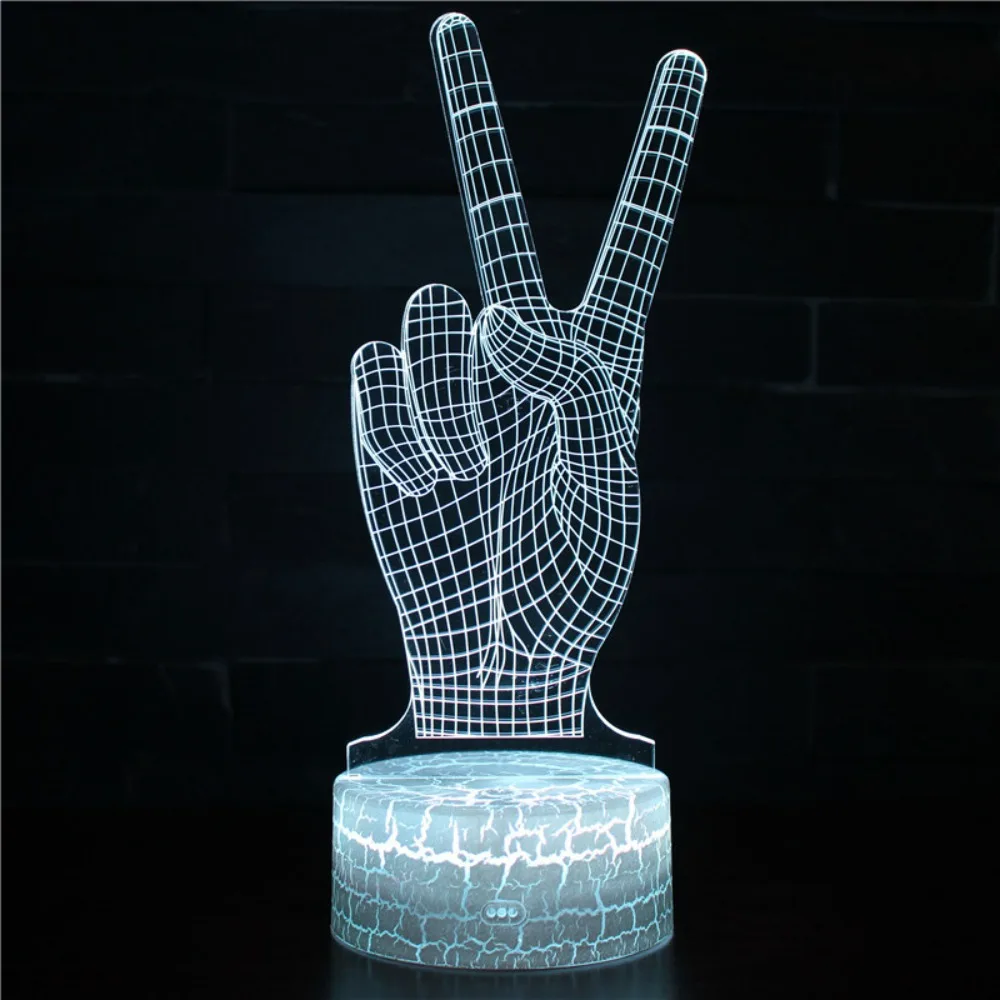 Nighdn Hand Gesture Series 3D Night Light Color Changing LED Illusion Lamp Ornaments for Living Room Bedroom Office Desktop