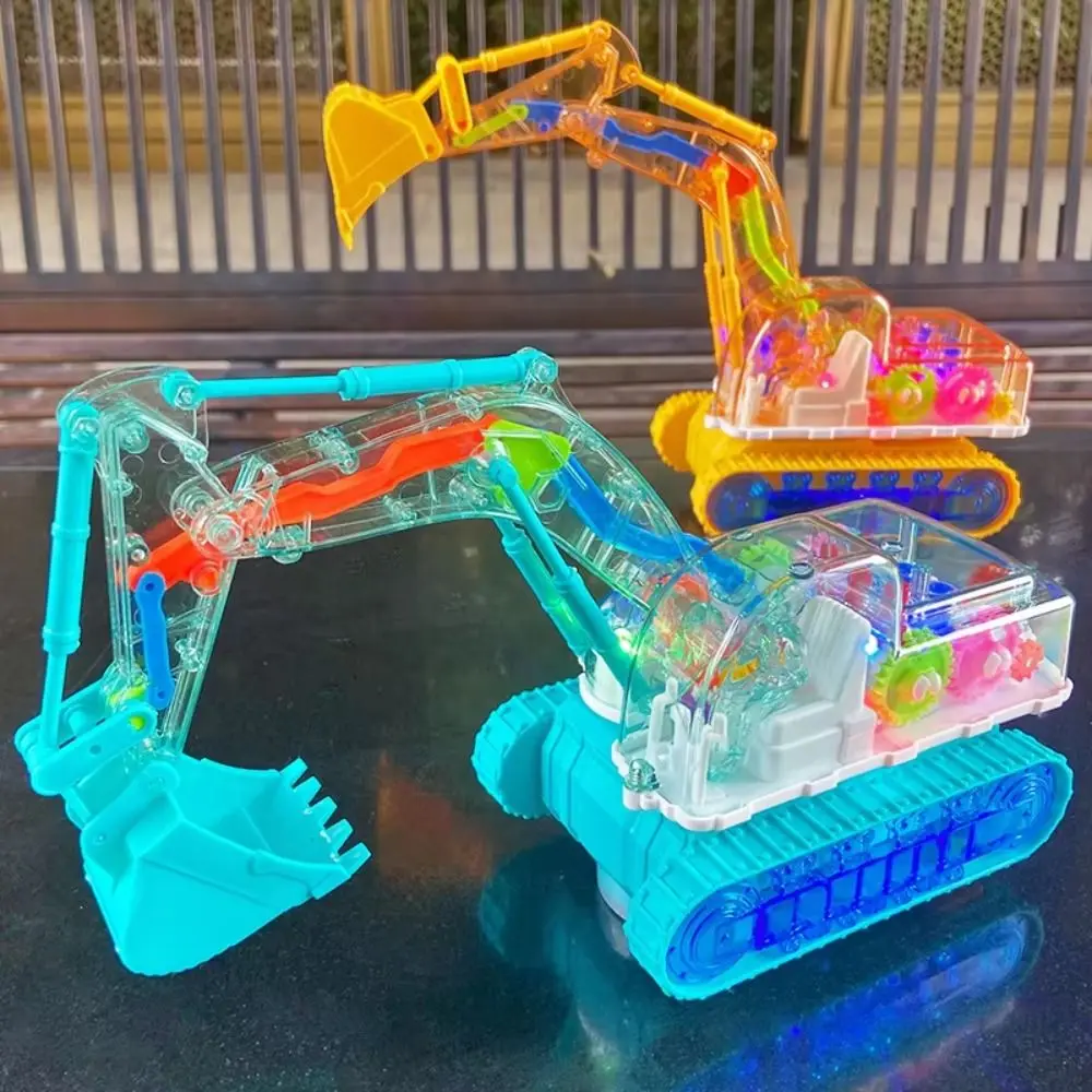 

LED Transparent Gear Car Electric Engineering Vehicle Mechanical Gear Excavator Decoration Light Music Light Up Excavator