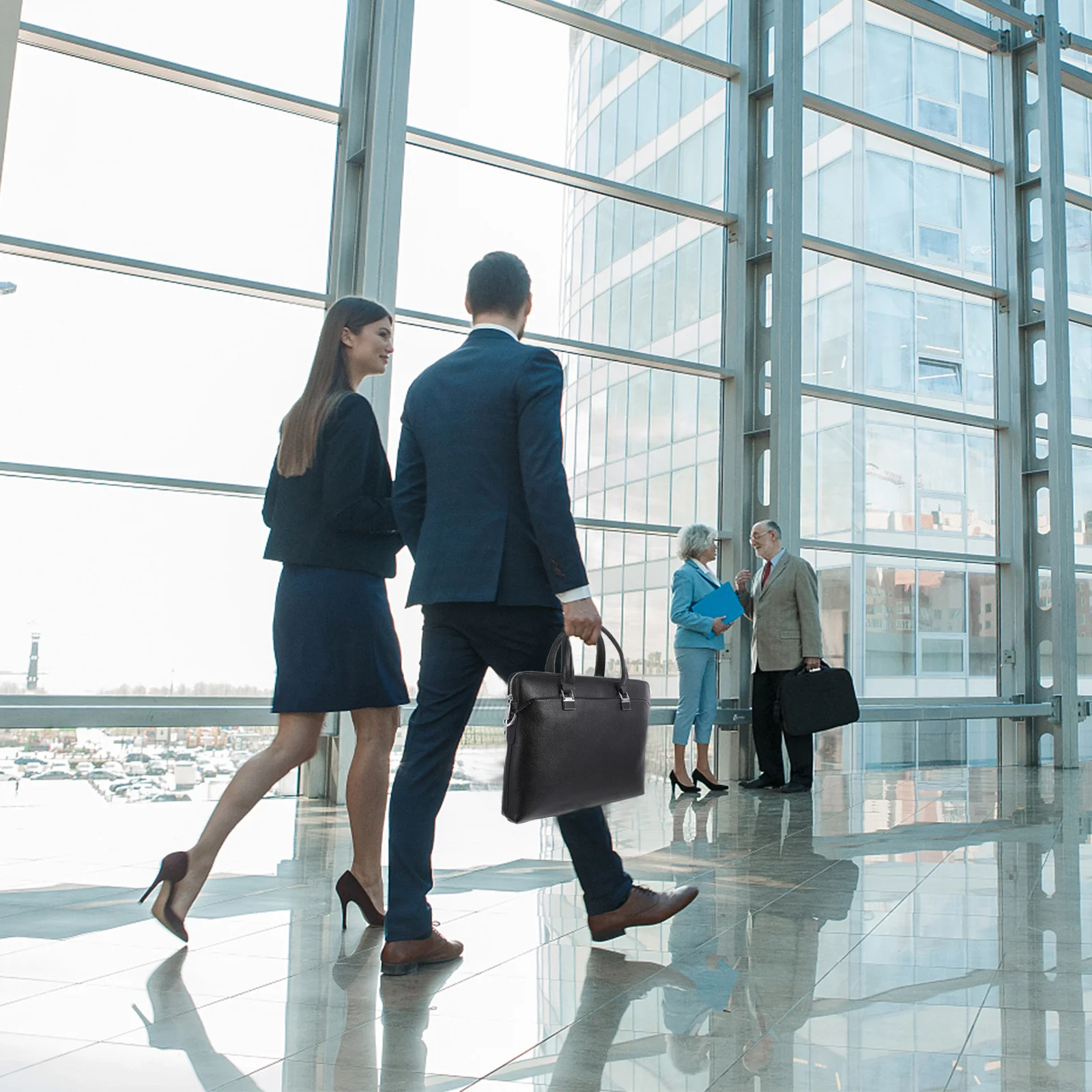 Business Briefcase Large Capacity Pu Laptop Bag For Men Portable Computer Storage Organizer Work