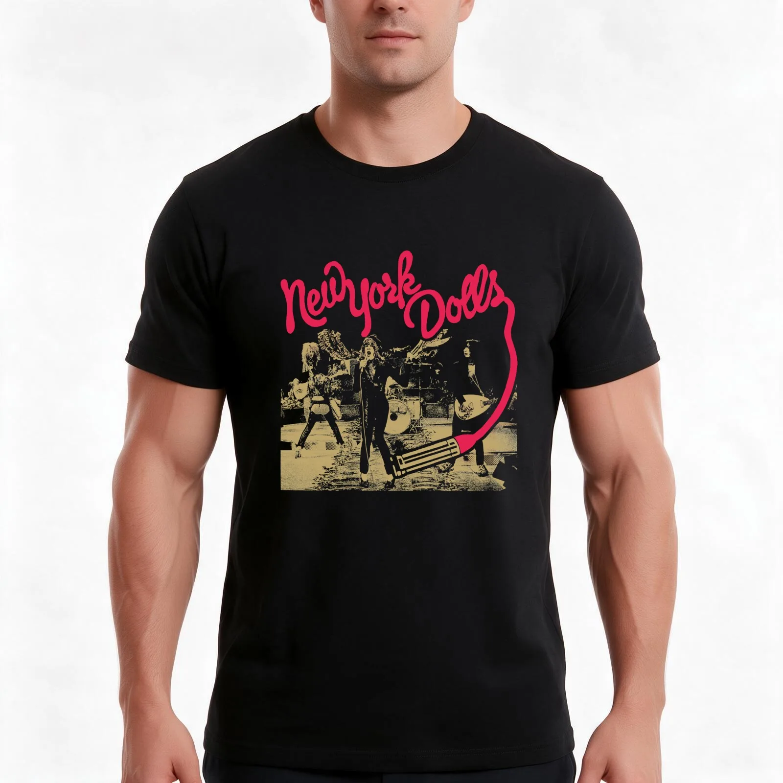New York Dolls T-Shirt, Summer Casual Cotton Tee, Oversized Streetwear Tops, Vintage Graphic Print, Loose Fit Short Sleeve