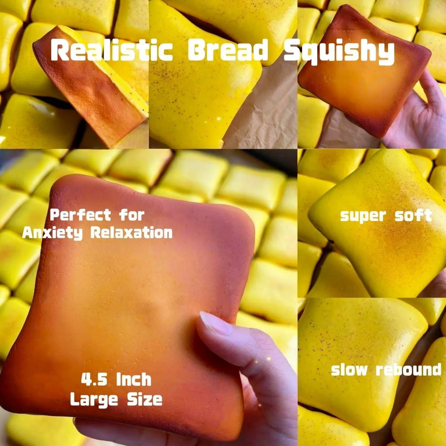 Bread Butter Squishy Super Soft Toast Slow Rising Squishy Stress Balls Fidget Pinch Toy for ADHD Party Favor Gift Office School