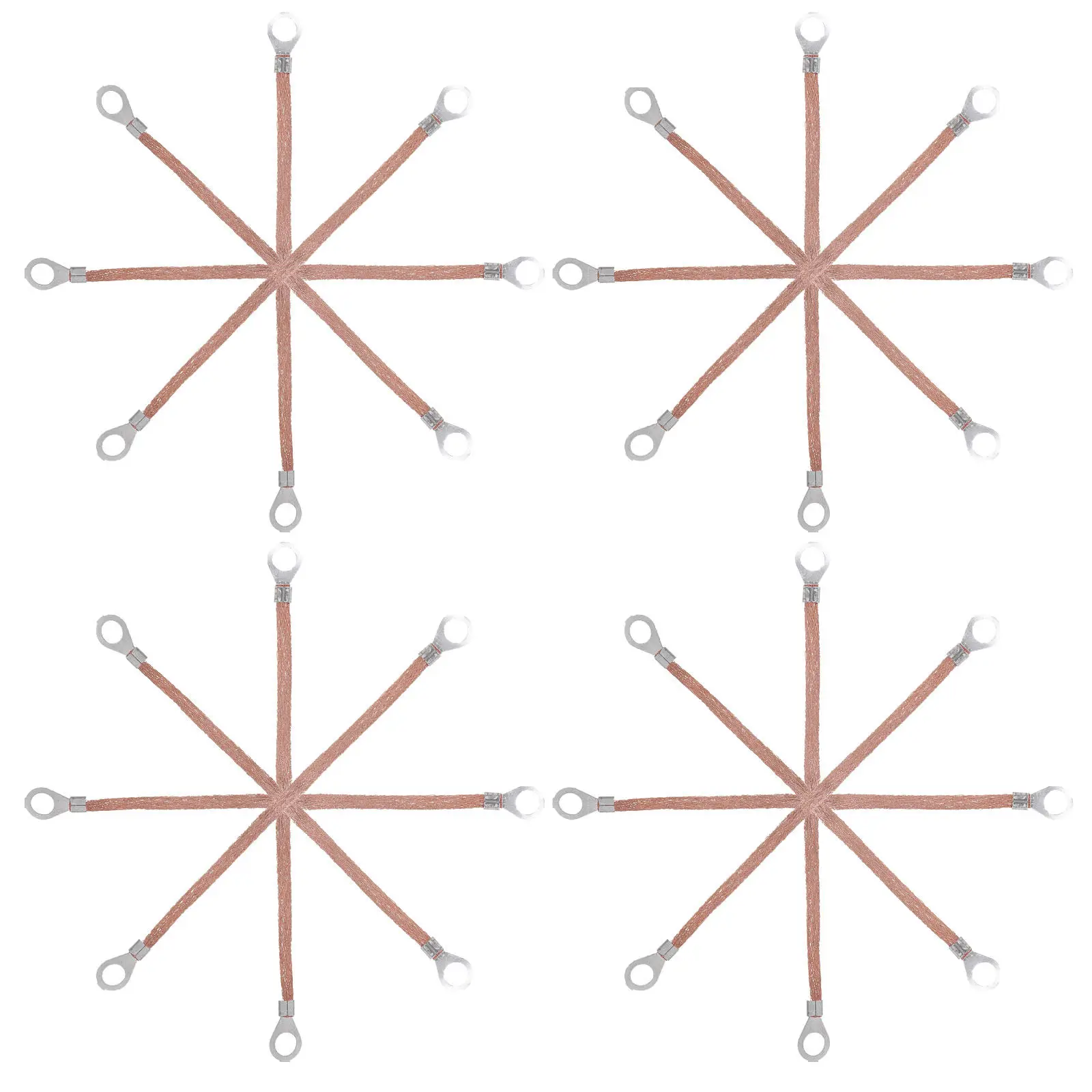 

100Pcs Copper Braided Ground Lead Wire Flat Connection Line High Performance Wire Straps for Industrial Grounding Cable