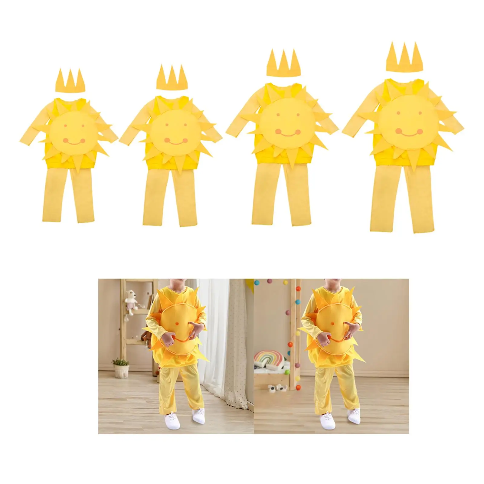 Child Sun Costume Comfortable Adorable Cosplay Outfit Dressing up for Masquerade Stage Performance Party Role Play Fancy Dress