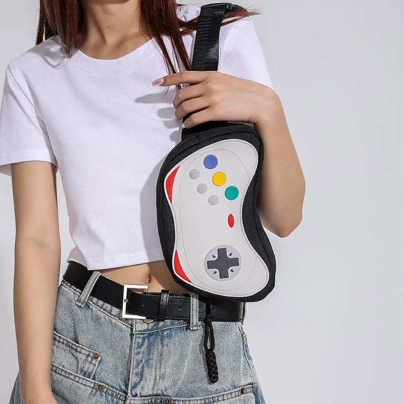 Funny Gamepad Shape Waist Bag Women Waterproof PU Crossbody Chest Purse Daily Casual Large Capacity Sports Belt Shoulder Bag