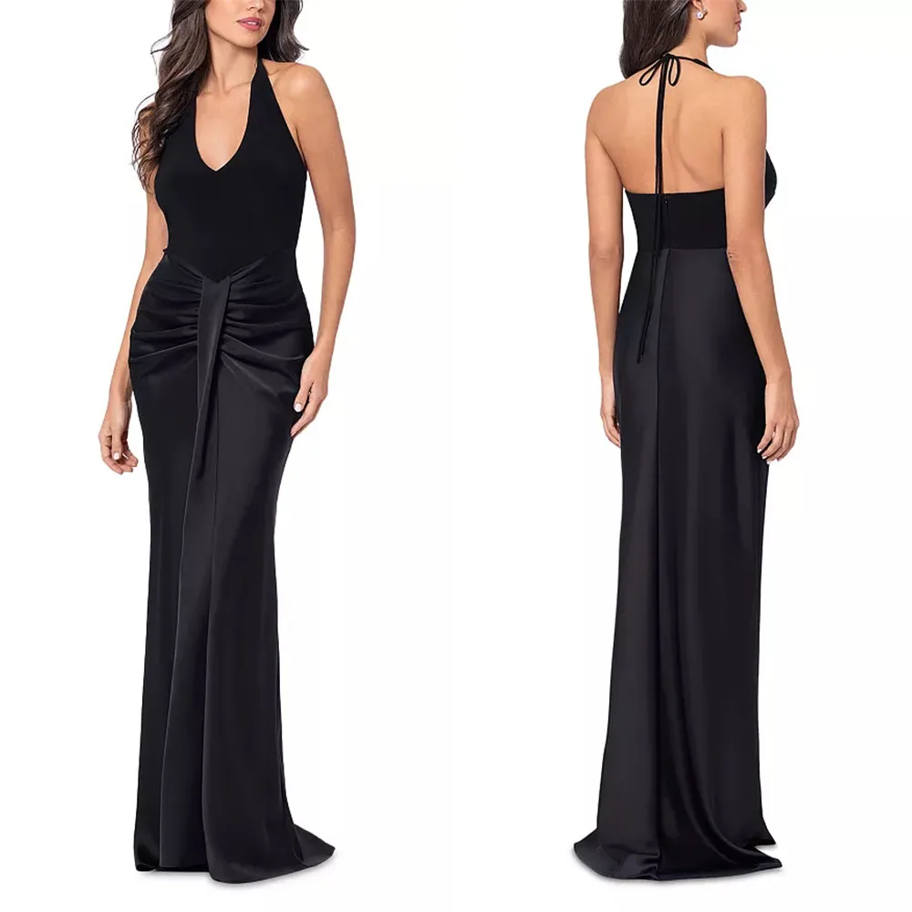 Высококачественное индивидуальное черное платье без рукавов с открытой спиной длиной до пола فساتين سهره Enrique Amanda Novias Vestidos Boda 2025 Пром платья Высококачественное индивидуальное черное платье без рукавов с открытой спиной длиной до пола فساتين سهره Enrique Amanda Novias Vestidos Boda 2025 Пром платья