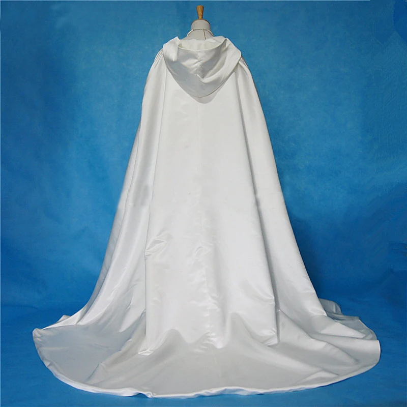 ยาวงานแต่งงาน Cape เจ้าสาวเสื้อคลุมซาติน Hooded Cape Shawl Coat เครื่องแต่งกาย COSPLAY PARTY Wrap สีที่กําหนดเอง