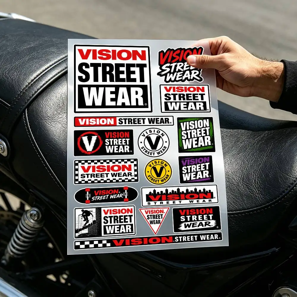 Vi-sion Street Skateboard Motorcycle Sticker for Motorcycle Fairing Helmet Car Window Trunk Scooters Waterproof Vinyl Decals