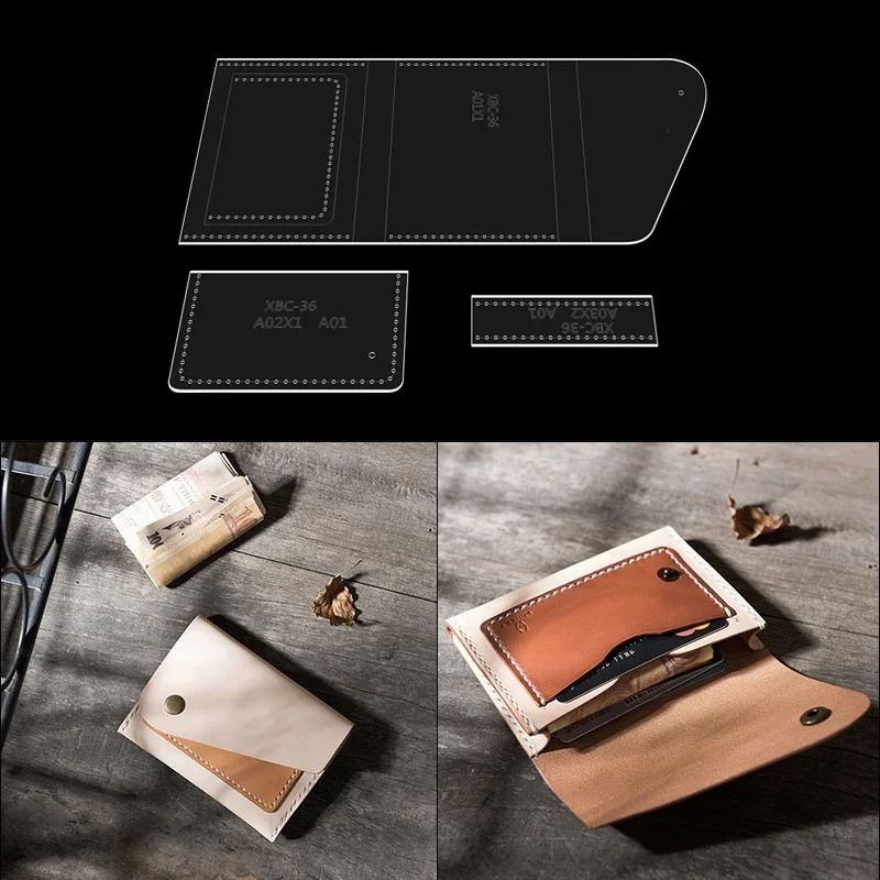 Nubecom งานฝีมือทำกระเป๋าเก็บบัตรแบบทำเองแม่แบบหนังลายฉลุอะคริลิคสำหรับกระเป๋าเก็บบัตรธุรกิจอุปกรณ์หัตถกรรมเครื่องหนัง