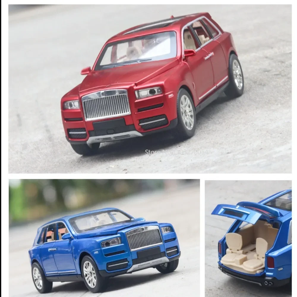 1:24 Rolls-Royce Cullinan Toys Car Model Alloy Diecast Vehicle 6 Doors Opened Metal Body Rubber Tires Sound Light Toy Boys Gifts