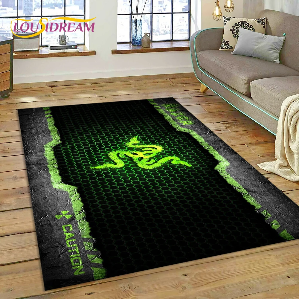 Razer Logo Game Snake Cartoon Customized Carpet Rug for Bedroom Living Room Home Sofa Decoration,Kid Play Large Decor Floor Mat