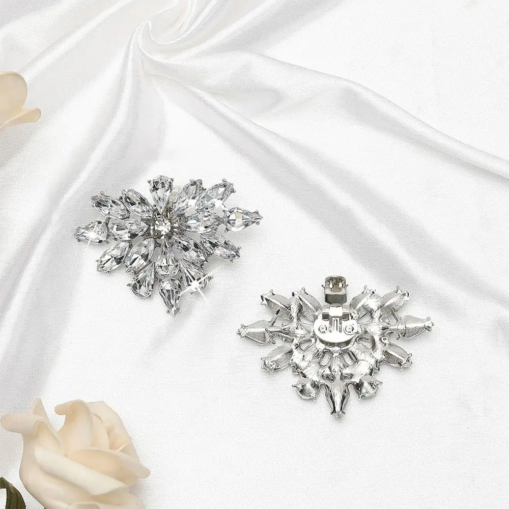 

1 pair Bride Accessories Shiny Shoes Clips Rhinestone Shoes Flower Charm Buckle Bag Decorations Clamp High Heel Shoes