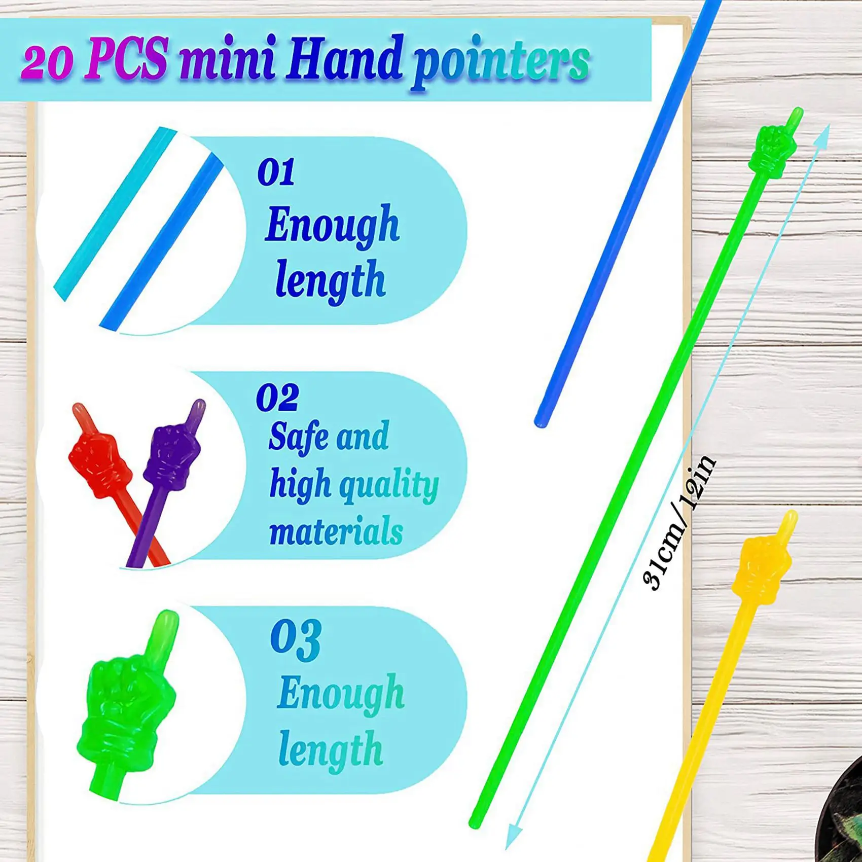 Exquisite-40 PCS Mini Hand Pointers Teachers Pointer Classroom And Presentation Finger Pointer Resin Finger Pointers Stick