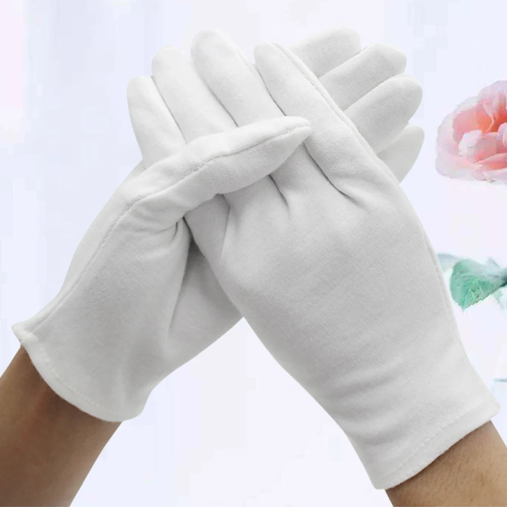 

6 Pcs Cotton Protective Gloves Lightweight Durable Salon White Industrial Gardening Cleaning Reusable H Safety