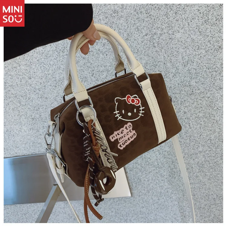 Miniso Hello Kitty Handbag 2025 New, Cute Cartoon Retro Pillow Bag, Crossbody Shoulder Purse