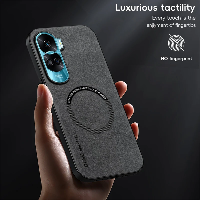 Magnetic Retro Leather Soft Case For Honor 90 Lite Honor90 Lite 5G Wireless Charging Phone Case Cover