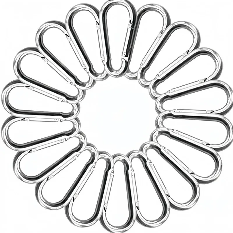 4 pcs M8 Spring Snap Hooks, Spring Loaded Gate for Backpack Attachment, Compact Lightweight Portable