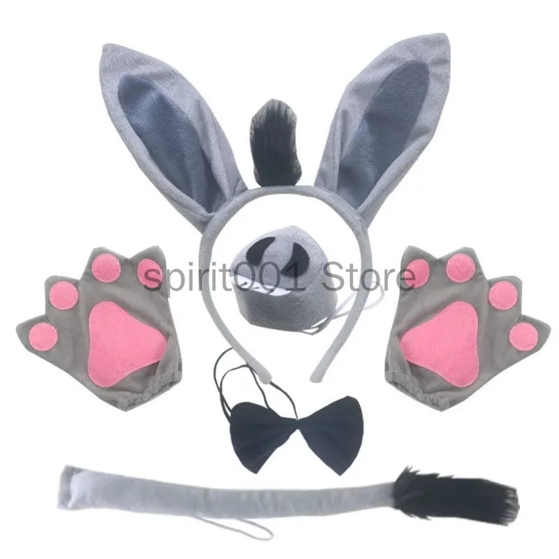 

Костюм для ролевых игр: повязка на голову с осликом, хвост, галстук-бабочка, юбка для детей, аксессуары для косплея животных на День рождения и Хэллоуин