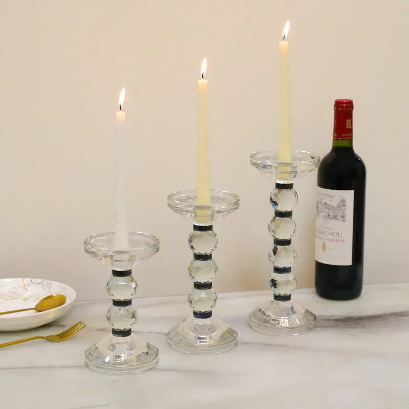 Modern Simple Crystal Candlestick Decoration Romantic Candlelight Dinner Props Table Decoration