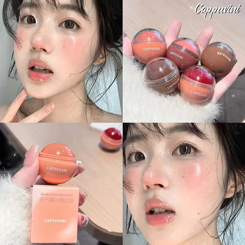 عصير أحمر الخدود الكرة المائية الخفيفة أحمر الخدود اشراق كونتور الوجه سهل الألوان متعدد الاستخدام أحمر الخدود ماكياج مناسبة للشفاه والخدود