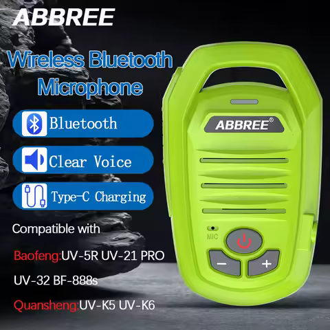 ABBREE AR-639 Wireless Bluetooth Mic Speaker Type-C For Baofeng UV-5R 5RH UV-21 PRO UV-32 Quansheng UV-K6 K5 TK11 Walkie Talkie