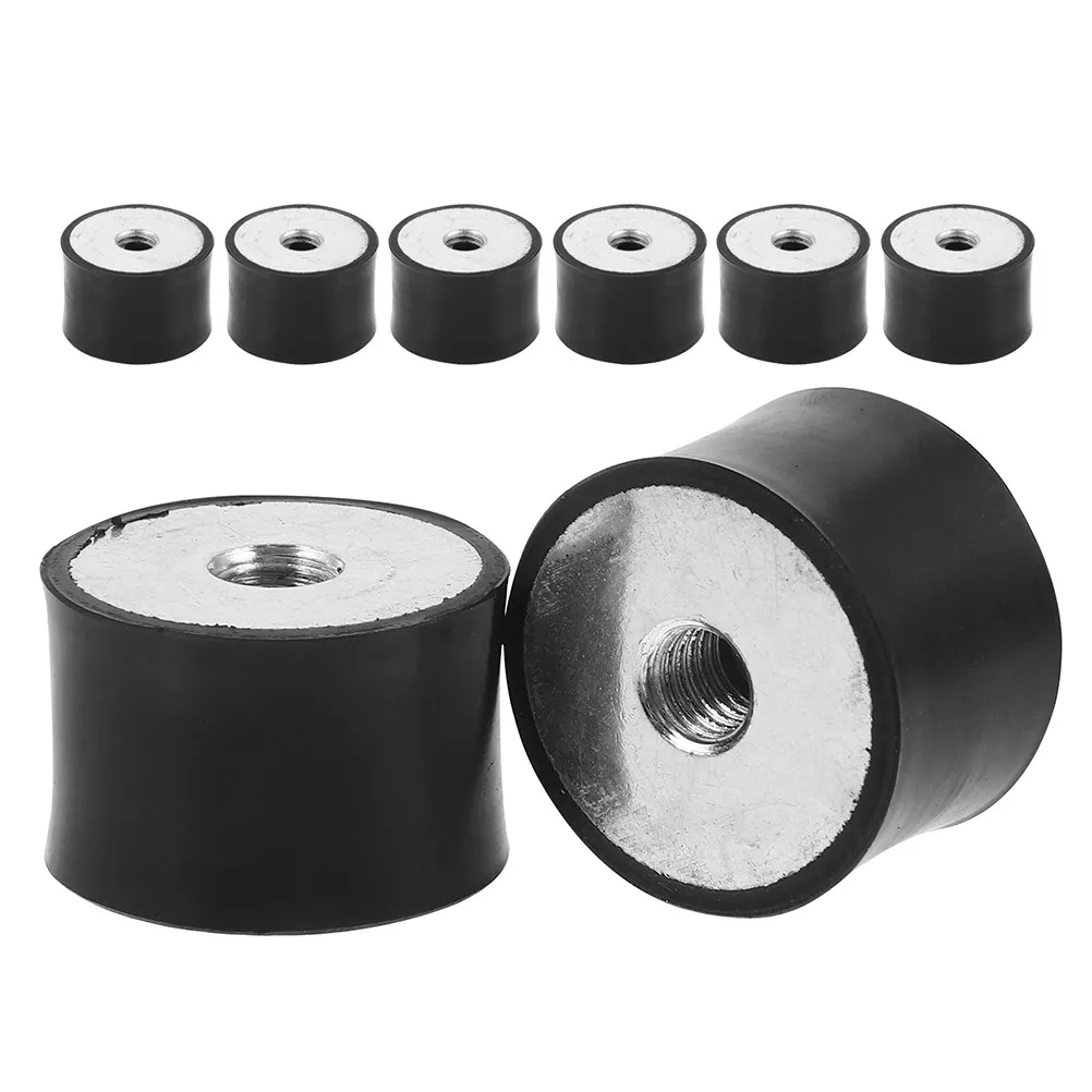 8Pcs Rubber Vibration Isolation Mounts Dual Threaded Cylindrical Design for Compressor Motor Equipment Shock Absorption Noise
